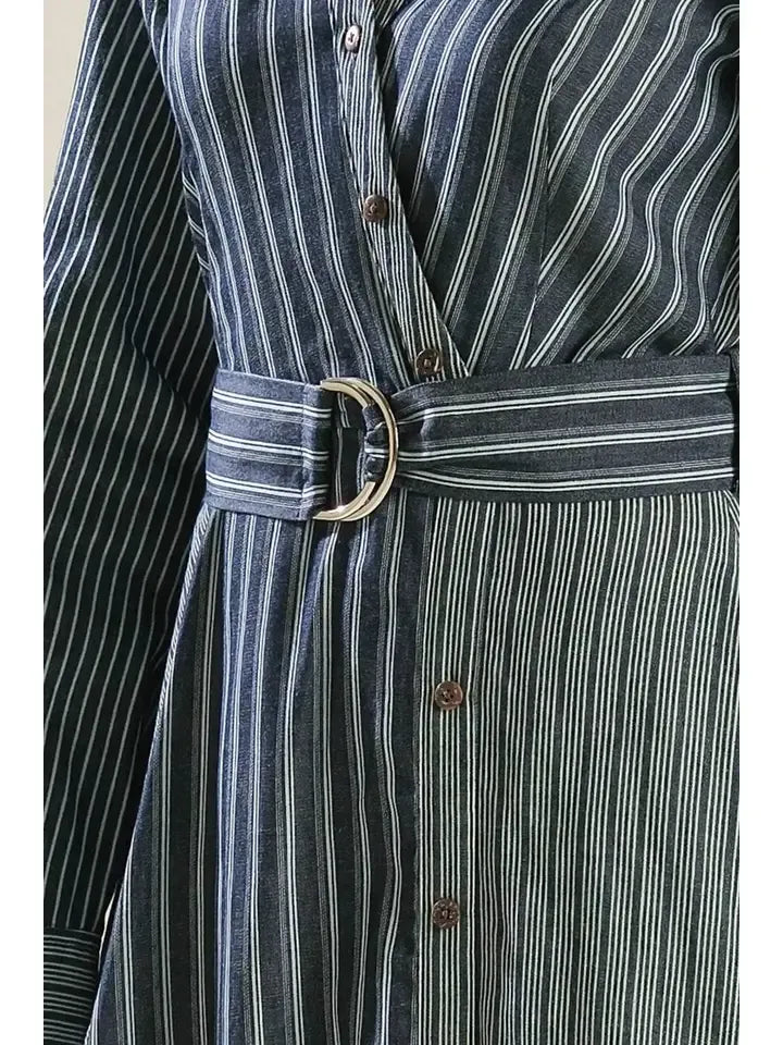 Striped Midi Dress with pockets