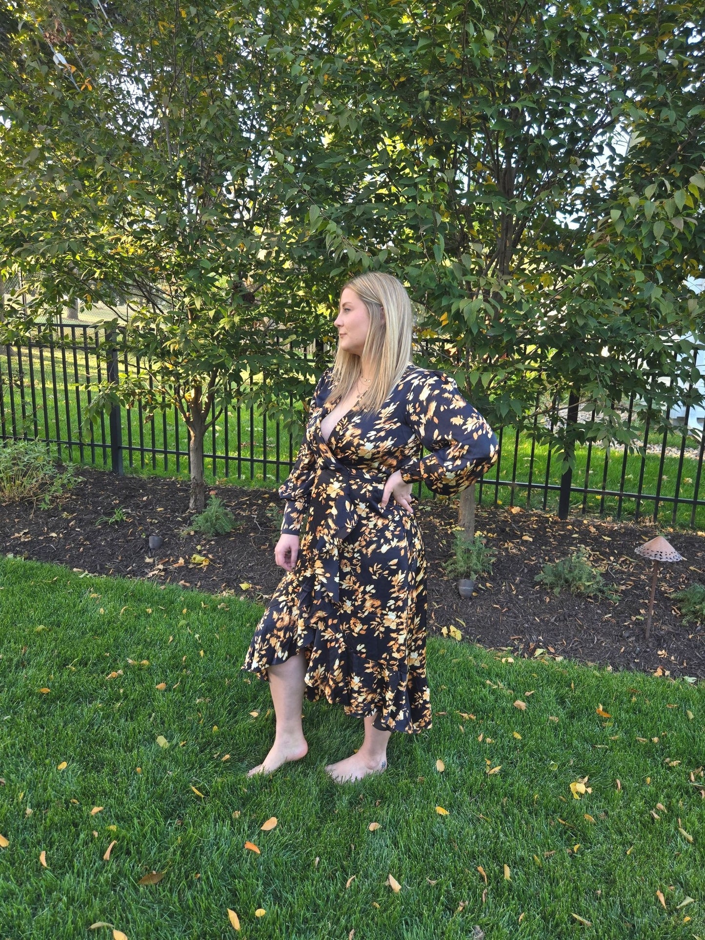 Floral Ruffled Wrap Dress