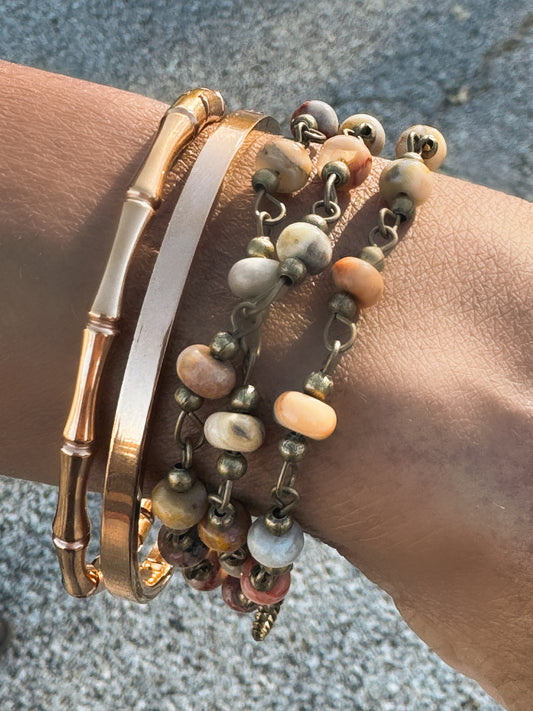 Agate Grace Triple Strand Bracelet