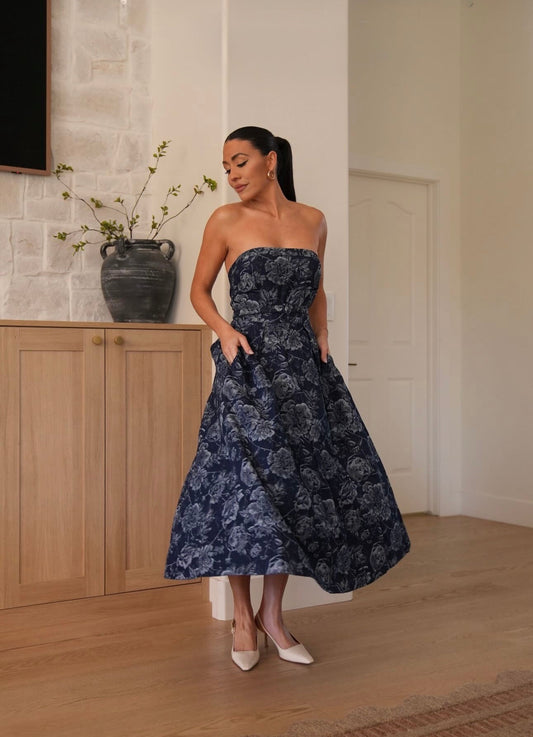 Strapless denim dress