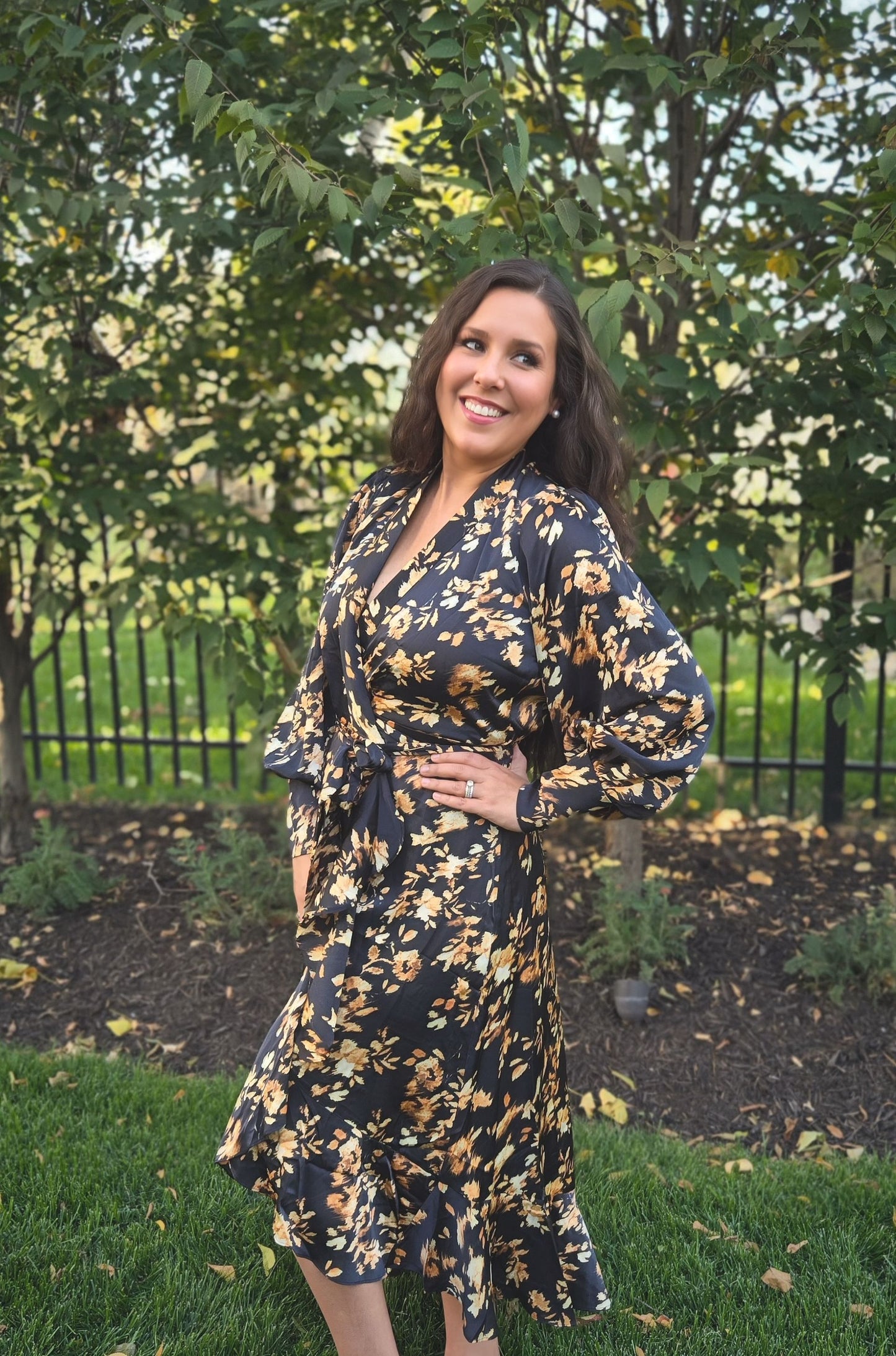 Floral Ruffled Wrap Dress