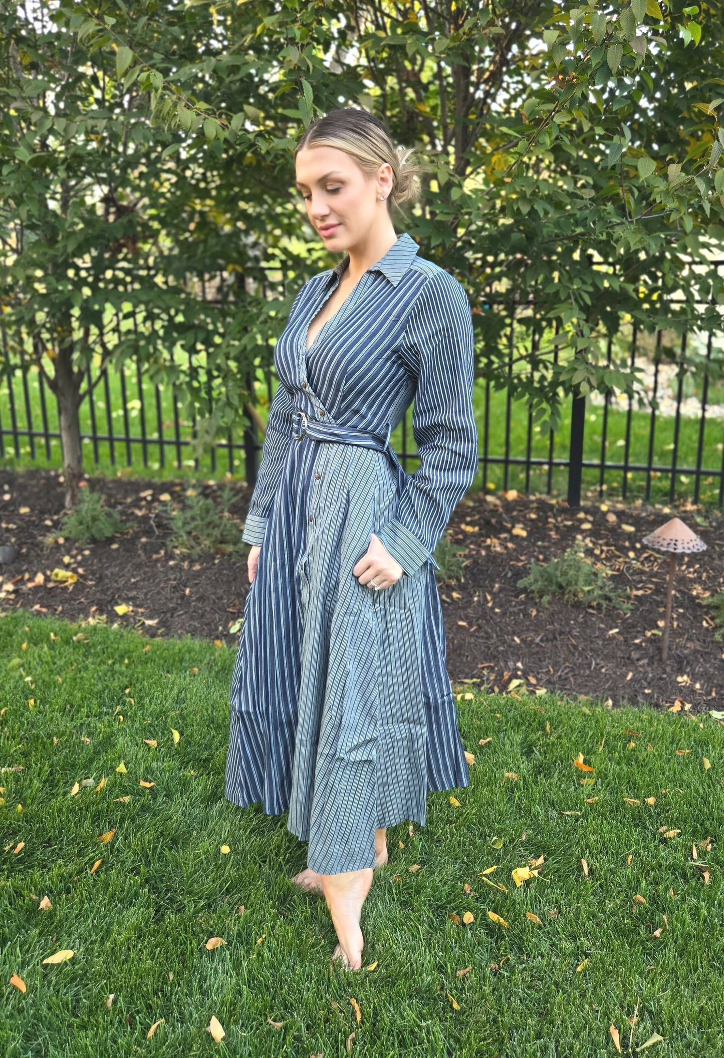 Striped Midi Dress with pockets