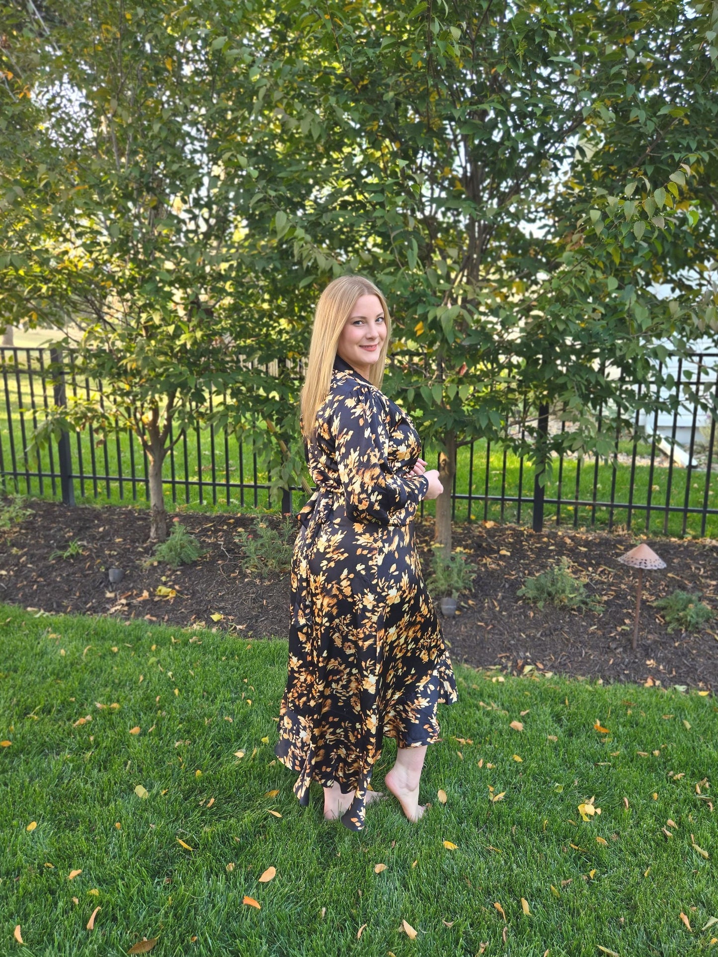 Floral Ruffled Wrap Dress