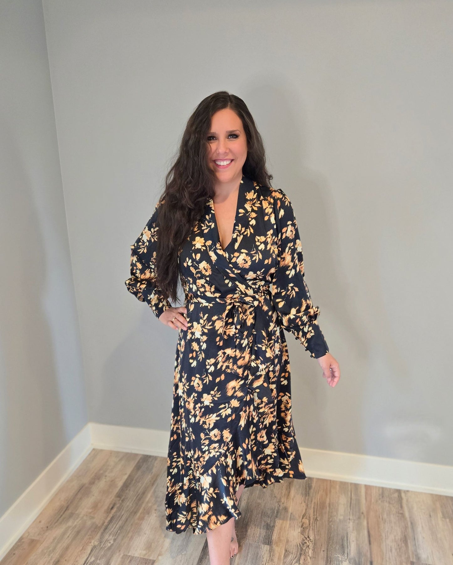 Floral Ruffled Wrap Dress