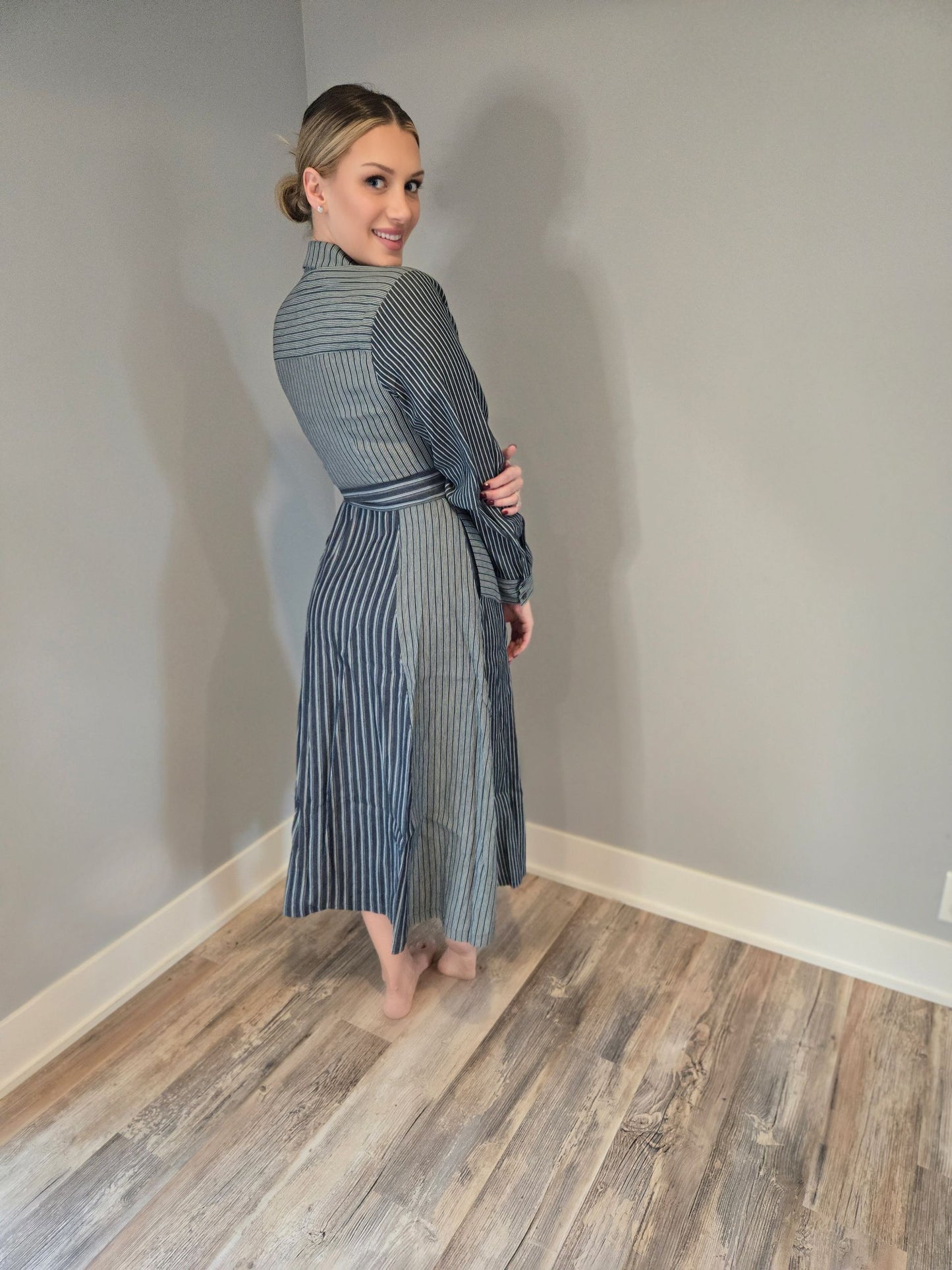 Striped Midi Dress with pockets