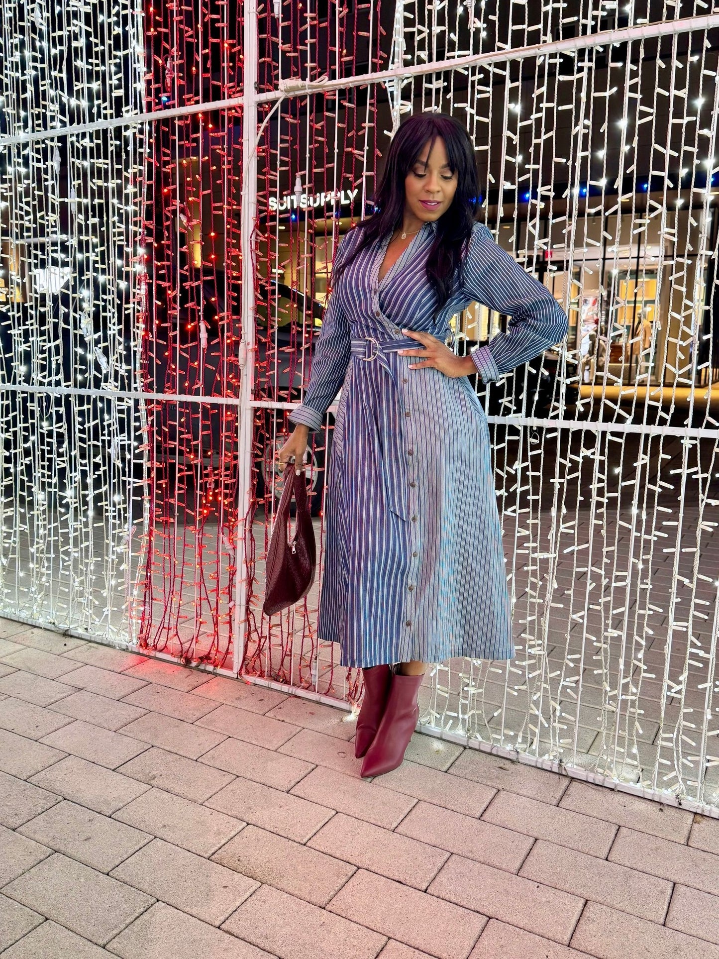 Striped Midi Dress with pockets